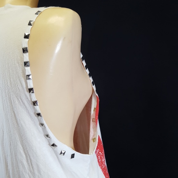 Forever 21 Tank Top Blouse (M) Flag Studded Cotton - Picture 4 of 6